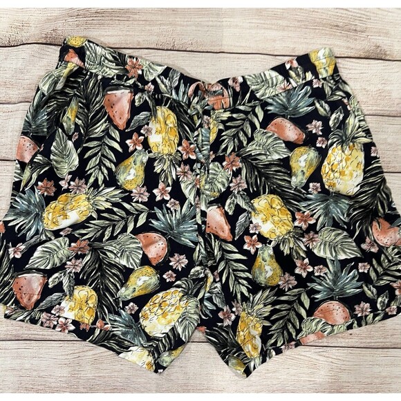 J.Jill Rayon Tropical Fruit Elastic Tie-Waist Shorts Size Large - Picture 3 of 8
